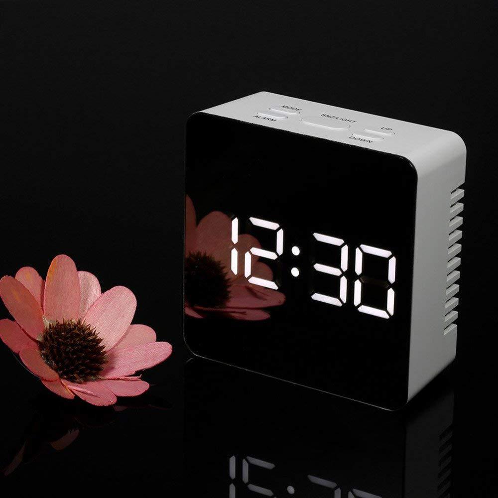 Digital LED multi-function mirror clock