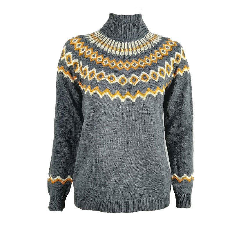 Autumn And Winter Women&#039;s Turtleneck Pullover Thick Needle Jacquard Sweater Women&#039;s Knitted Top