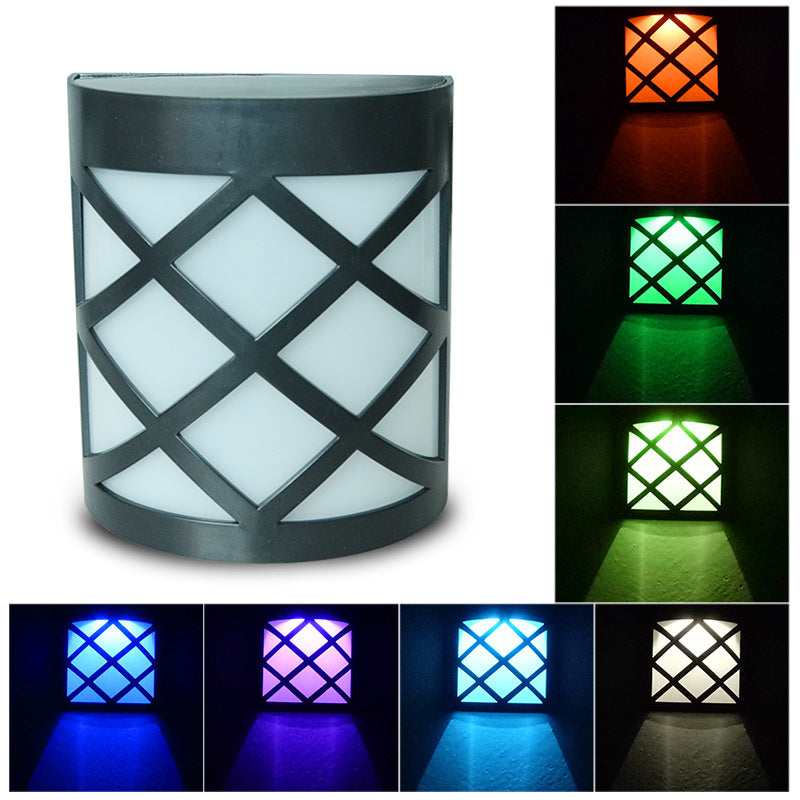 Solar Wall Lamp Fence Light LED Fence RGB Colorful Atmosphere Light Garden Garden Light Outdoor Waterproof Night Light