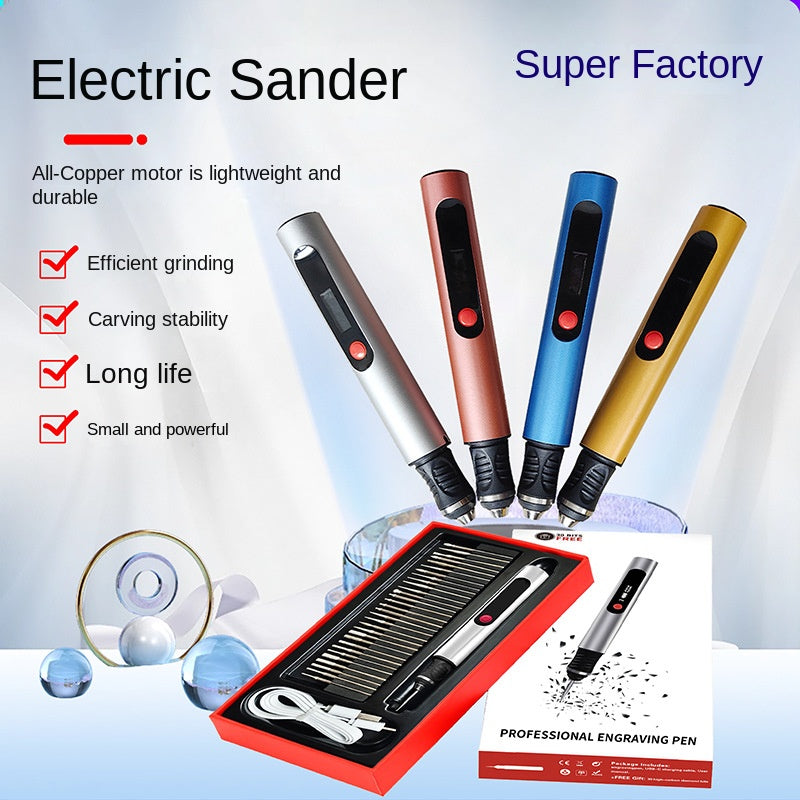 New Electric Engraving Pen Punch Cutting LCD Display Multifunctional Mini Rechargeable Nail Sander Suit