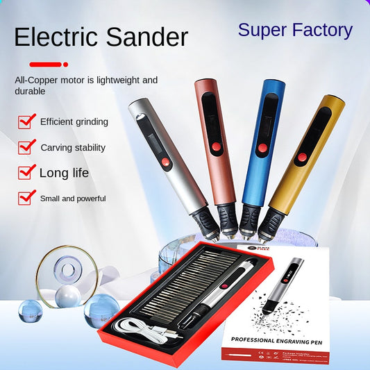 New Electric Engraving Pen Punch Cutting LCD Display Multifunctional Mini Rechargeable Nail Sander Suit