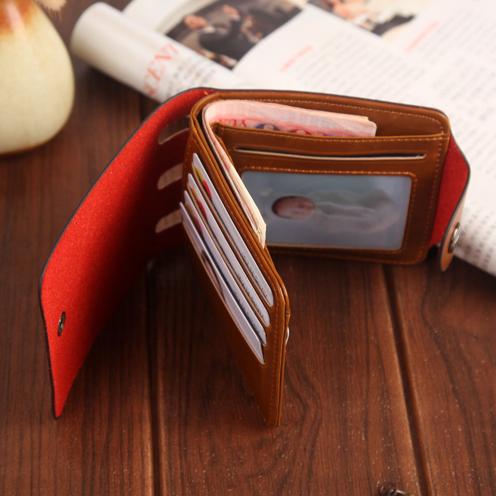 Wallet Large Capacity Men&#039;s Short Wallet Retro Hunter Wallet Large Capacity Buckle Wallet Factory Sales