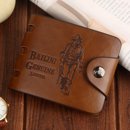 Wallet Large Capacity Men&#039;s Short Wallet Retro Hunter Wallet Large Capacity Buckle Wallet Factory Sales