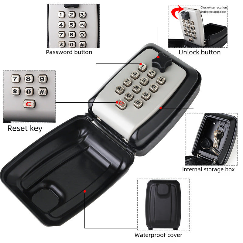 Outdoor Metal Decoration Company Construction Site Hotel Homestay Wall-mounted Waterproof Anti-theft Key Password Key Box