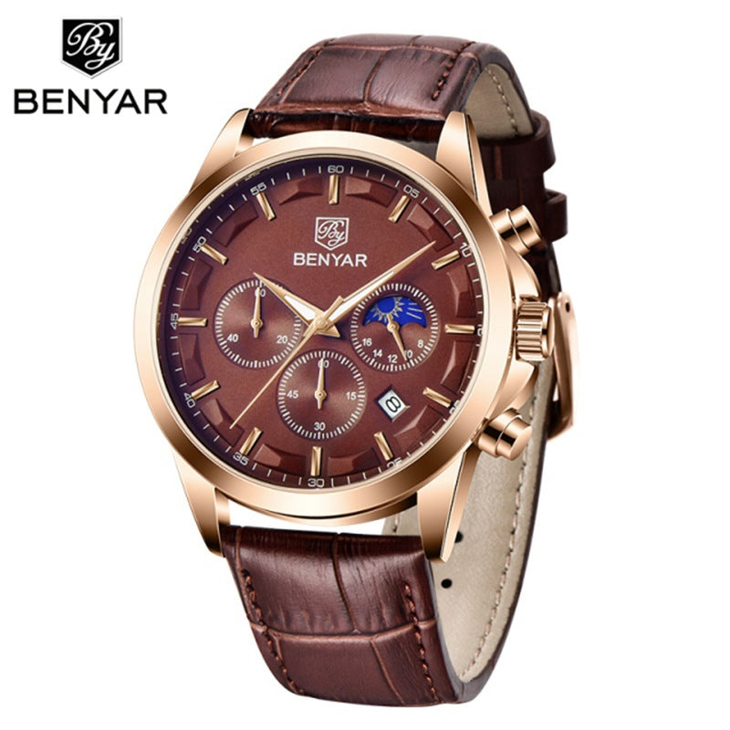 Watch Belt Multifunctional Waterproof Calendar Six-pin Calendar Business Men&#039;s Watch