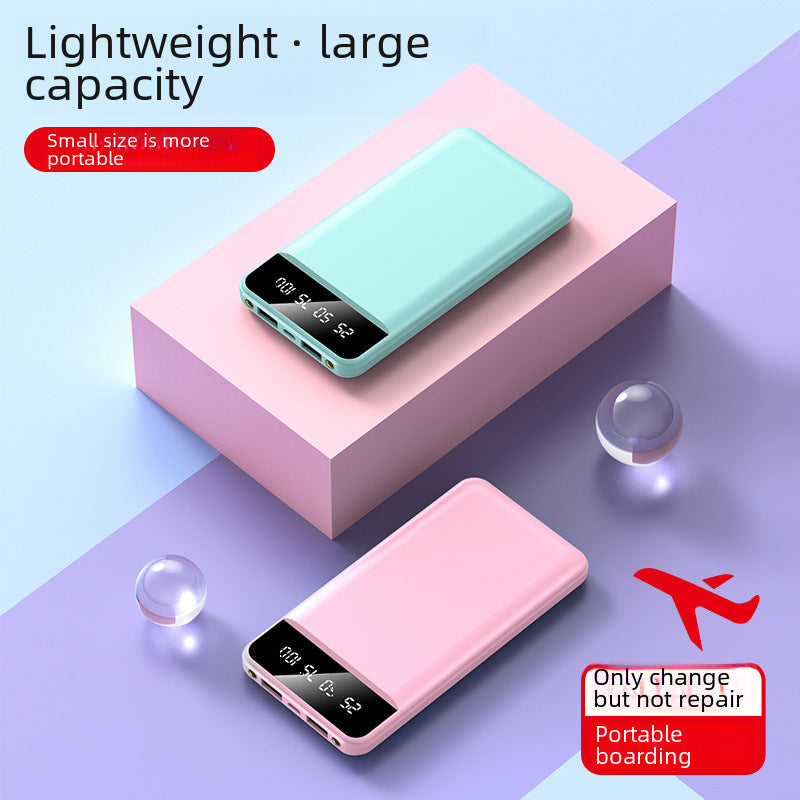 Ultra-thin Charging Treasure Wholesale Logo Portable Super Large Capacity Self-belt Line 20000 MA Mobile Power Supply