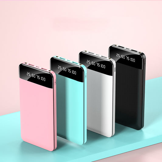 Ultra-thin Charging Treasure Wholesale Logo Portable Super Large Capacity Self-belt Line 20000 MA Mobile Power Supply