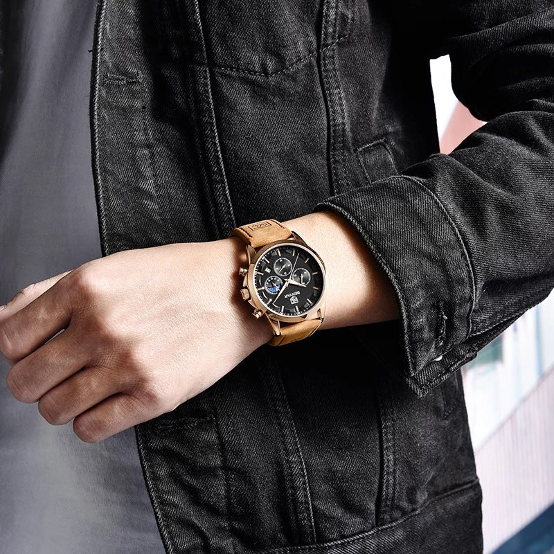 Watch Belt Multifunctional Waterproof Calendar Six-pin Calendar Business Men&#039;s Watch