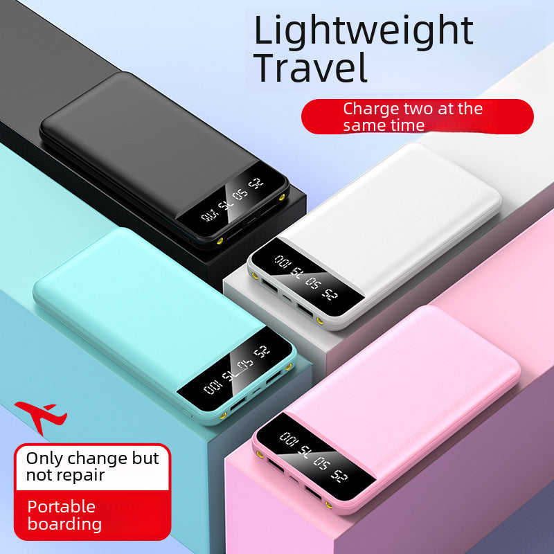 Ultra-thin Charging Treasure Wholesale Logo Portable Super Large Capacity Self-belt Line 20000 MA Mobile Power Supply