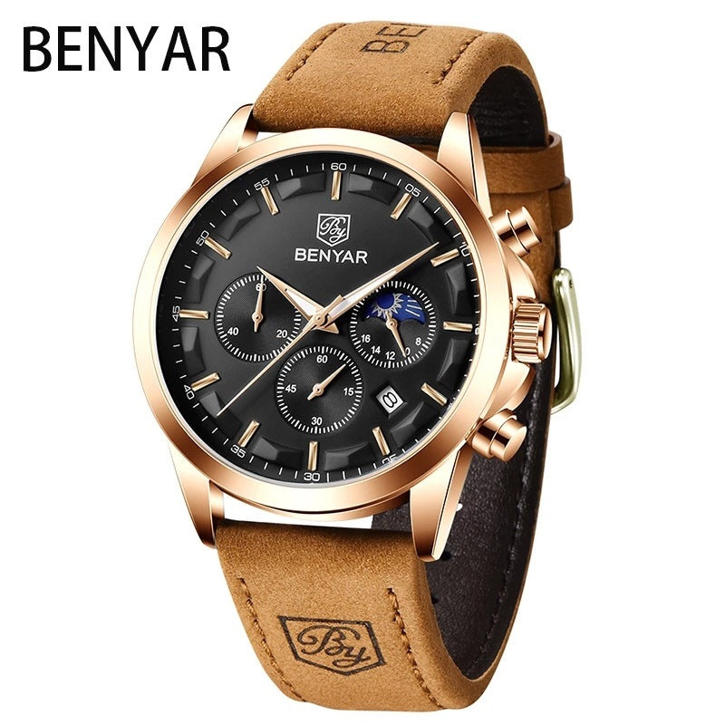 Watch Belt Multifunctional Waterproof Calendar Six-pin Calendar Business Men&#039;s Watch