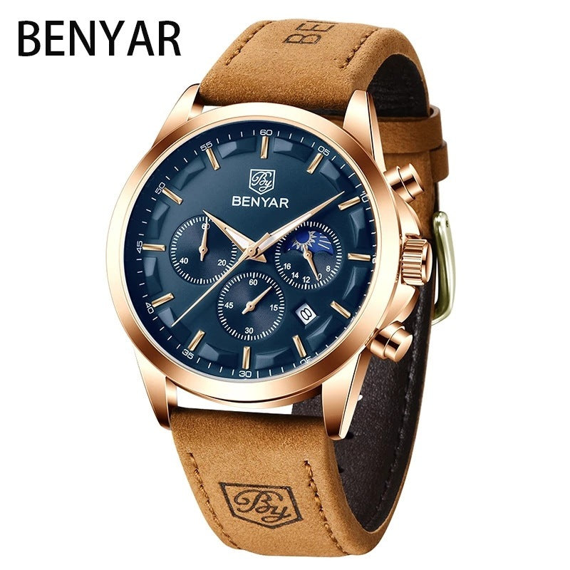 Watch Belt Multifunctional Waterproof Calendar Six-pin Calendar Business Men&#039;s Watch