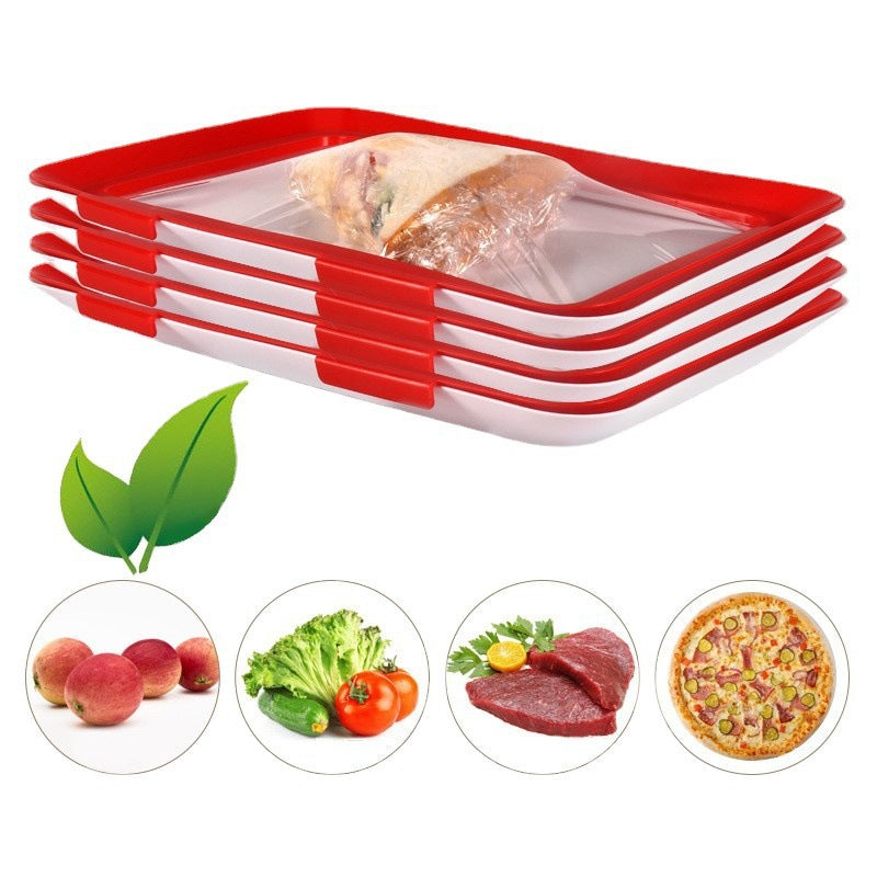 Vacuum Fresh-keeping Tray With Lid Refrigerator Fresh-keeping Box Stackable Storage Box Food Quick-frozen Fresh-keeping Box