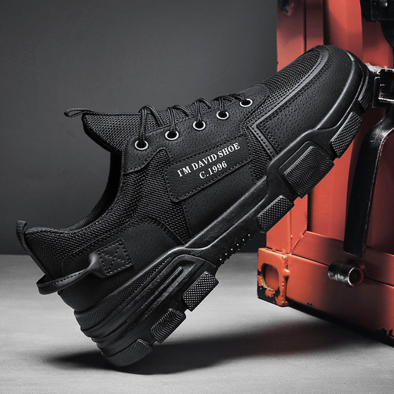 Men&#039;s Shoes Outdoor Non-slip Light Work Wear-resistant Black Sneakers Trend Sports Casual Breathable Labor Insurance Tide Shoes