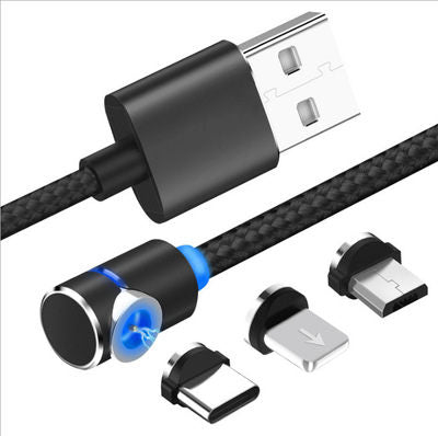 Single elbow magnetic data cable is suitable for Apple Android type-C magnetic Nylon Braided charging cable