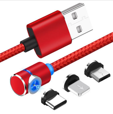 Single elbow magnetic data cable is suitable for Apple Android type-C magnetic Nylon Braided charging cable